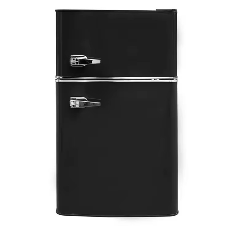 95L Retro Double Door Manual Defrost Portable Mini Top-Freezer Refrigerator