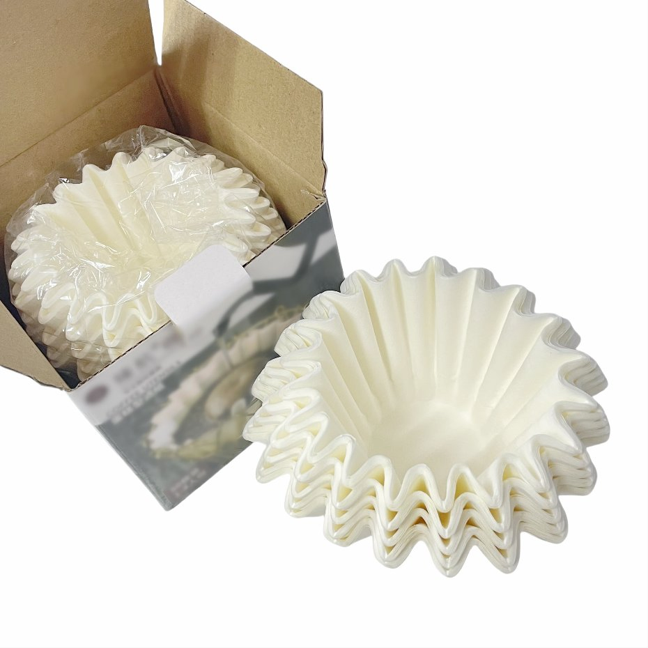 Durable Natural and Wood Pulp Color Basket Bowl Shape Coffee Filter Paper 6-10 Cups Coffee Maker