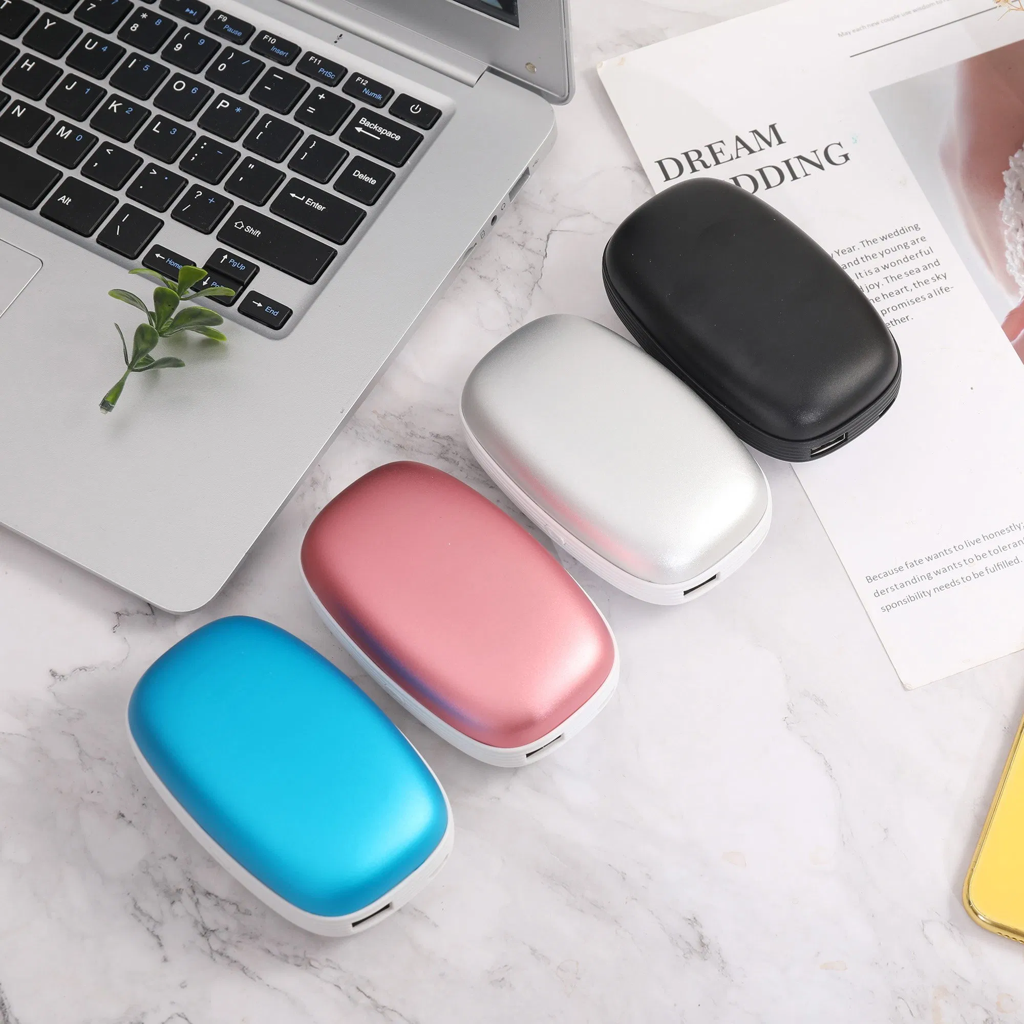 Portable Aluminum 10000mAh Reusable USB Port Electric Rechargeable Hand Warmer for Winter Outdoor with Camping Lamp