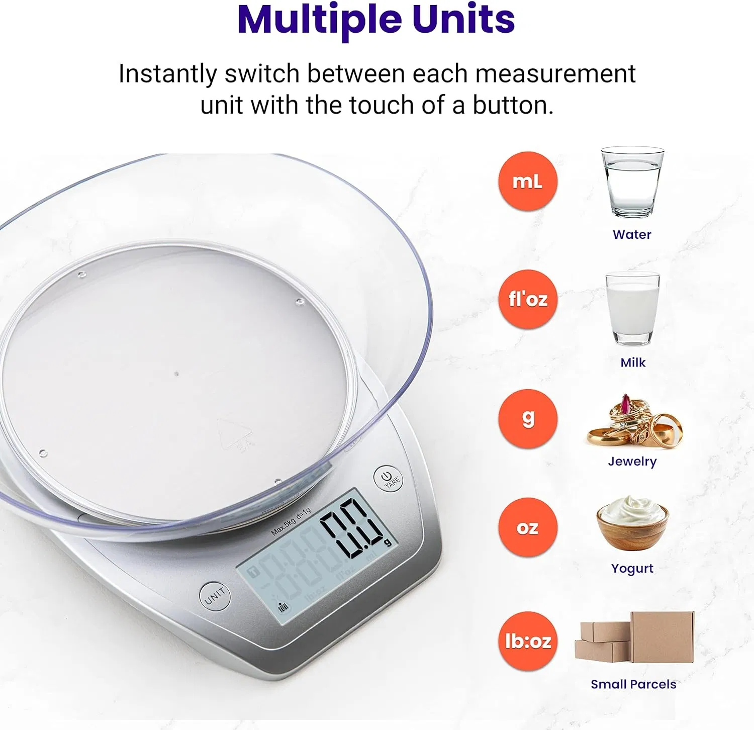 Hot Sale 0.1g Digital Detachable Bowl Precise Weight for Baking and Cooking Large LCD Display Stainless Steel Kitchen Scale