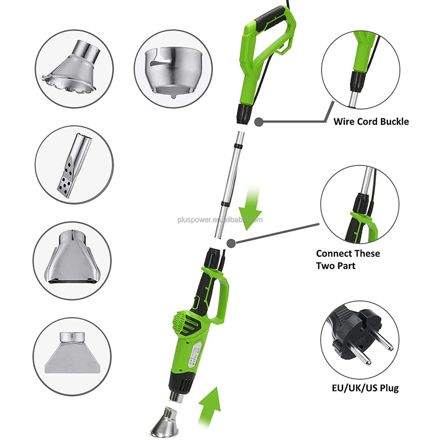 Adjustable 3-in-1 Electric Weed Burner 2000W 3-Gears Thermal Weeder Hot Air Ci24734