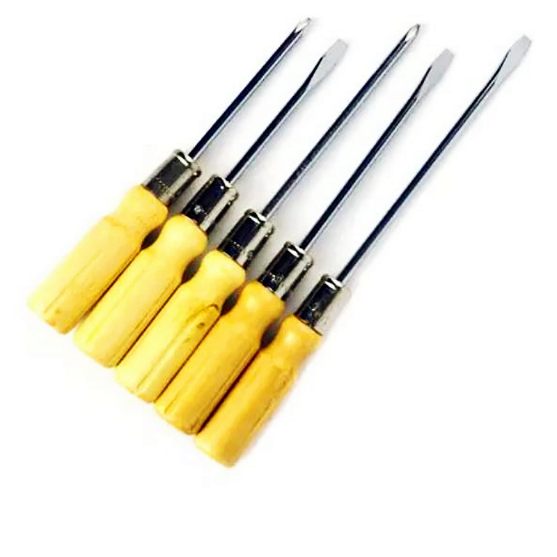 5PCS Chrome Plated Wooden Handle Screwdrivers