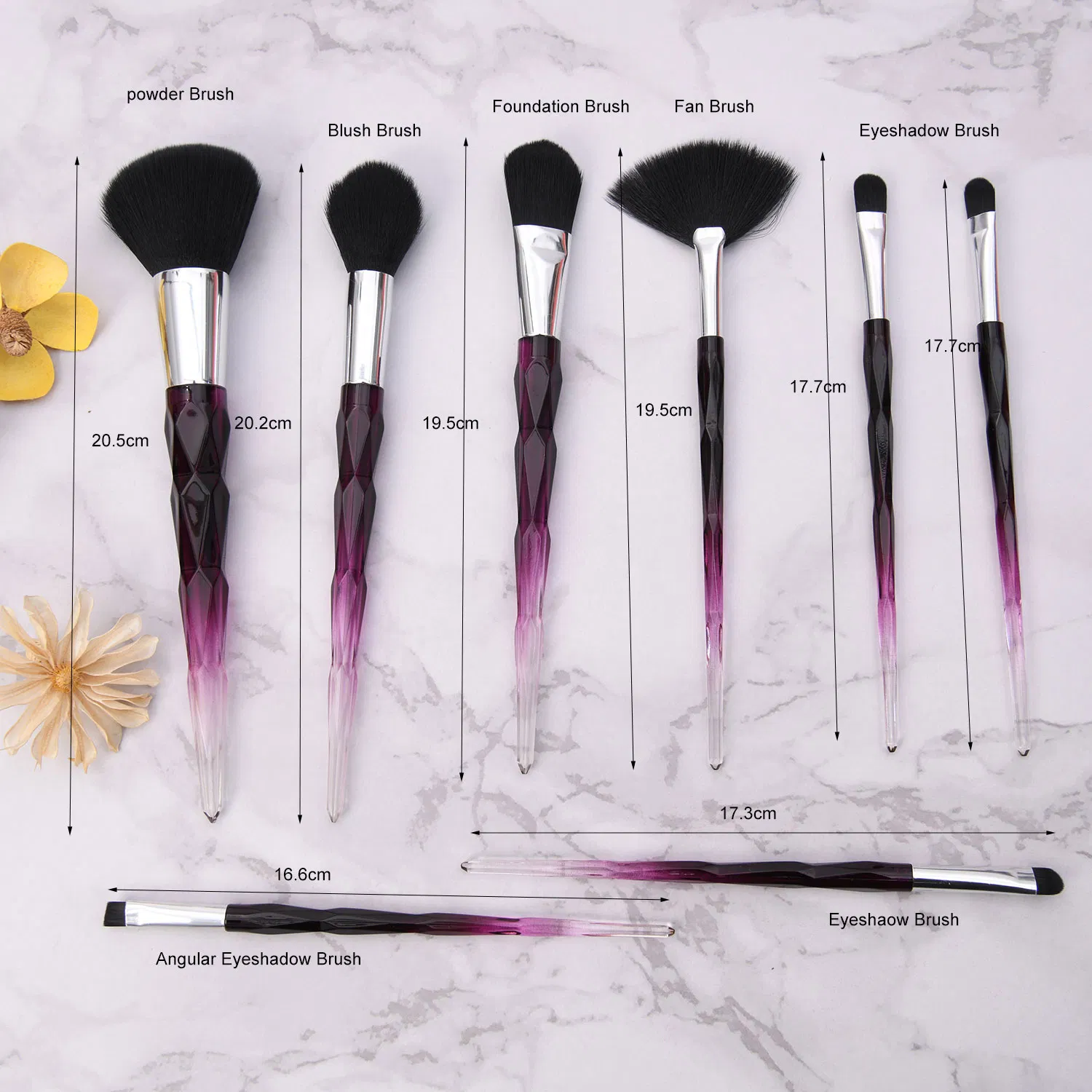 New Hot Cosmetic Beauty Care Plastic Crytal Purple Powder Blush Foundation Eyeshadow Makeup Brush