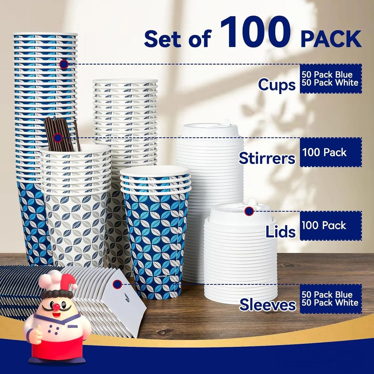 Бумажные стаканчики 16 oz для горячих напитков