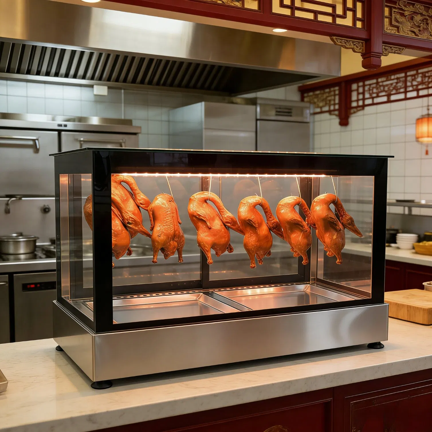 Glass Door Roast Duck Display Cabinet for Chinese Restaurant