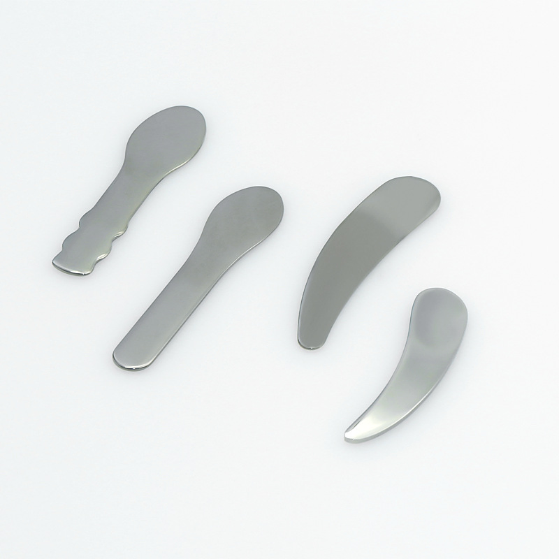 Metal Makeup Spatula Set Leather Pouch Cream Application Makeup Tool