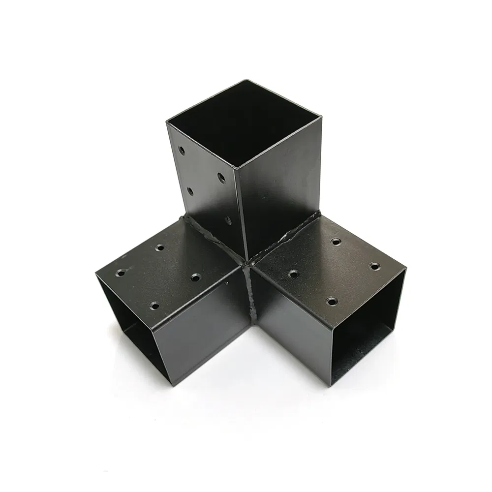 Black Powder Coated Wood Beams Bracket Steel Pergola Brackets 3 Way or 4 Way Wood Connector