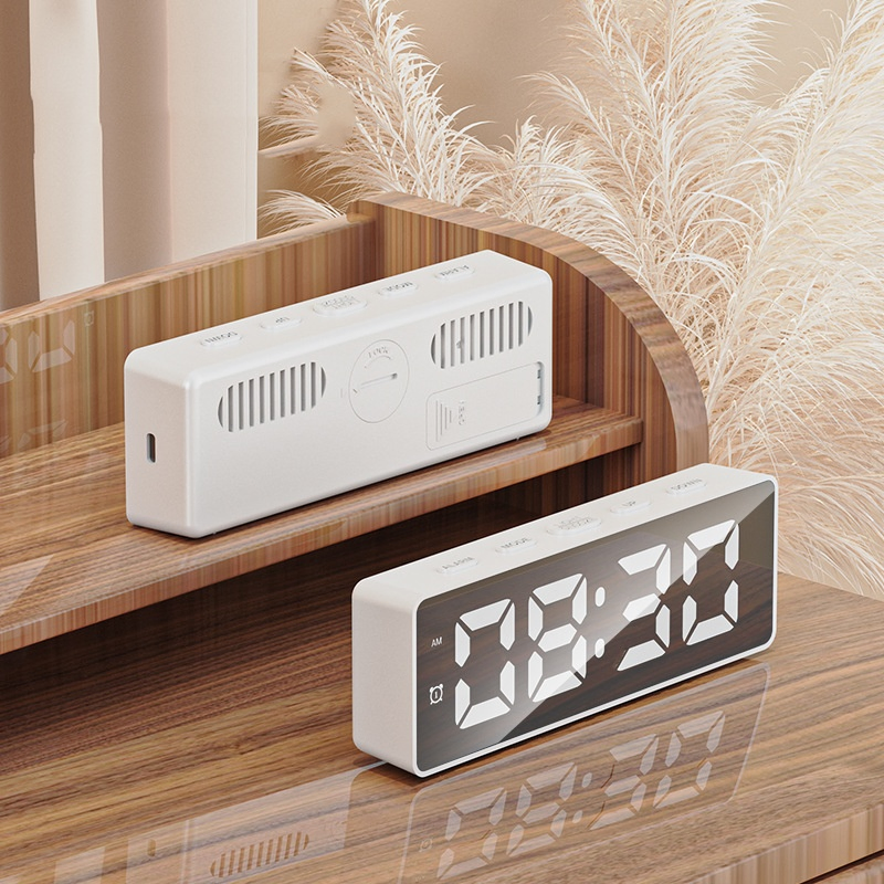 Simple LED Electronic Alarm Clock Plug-in Dual-Purpose Small Digital Clock Voice-Controlled Thermometer