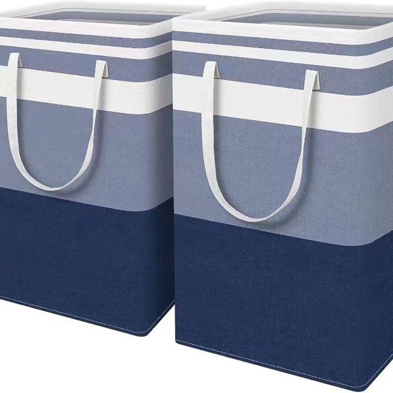Factory Price Fabric Folding Striped Laundry Basket