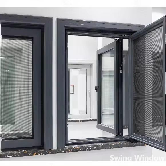 American Swing Window Style Vertical Wholesale Price Grill Design Wood Colour Aluminum Sliding Window and Door