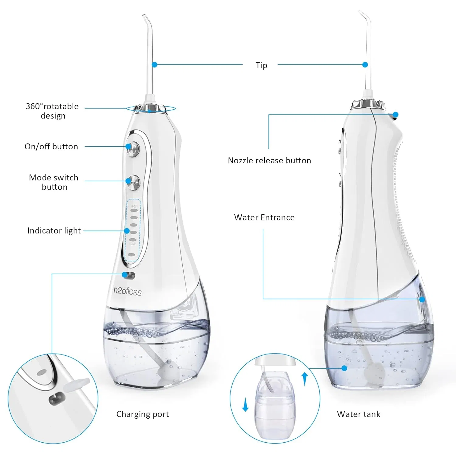 SJ Rechargeable Waterproof Water Flosser Portable Cold-less Dental Oral Irrigator Water Pick Teeth Cleaning Water Flosser