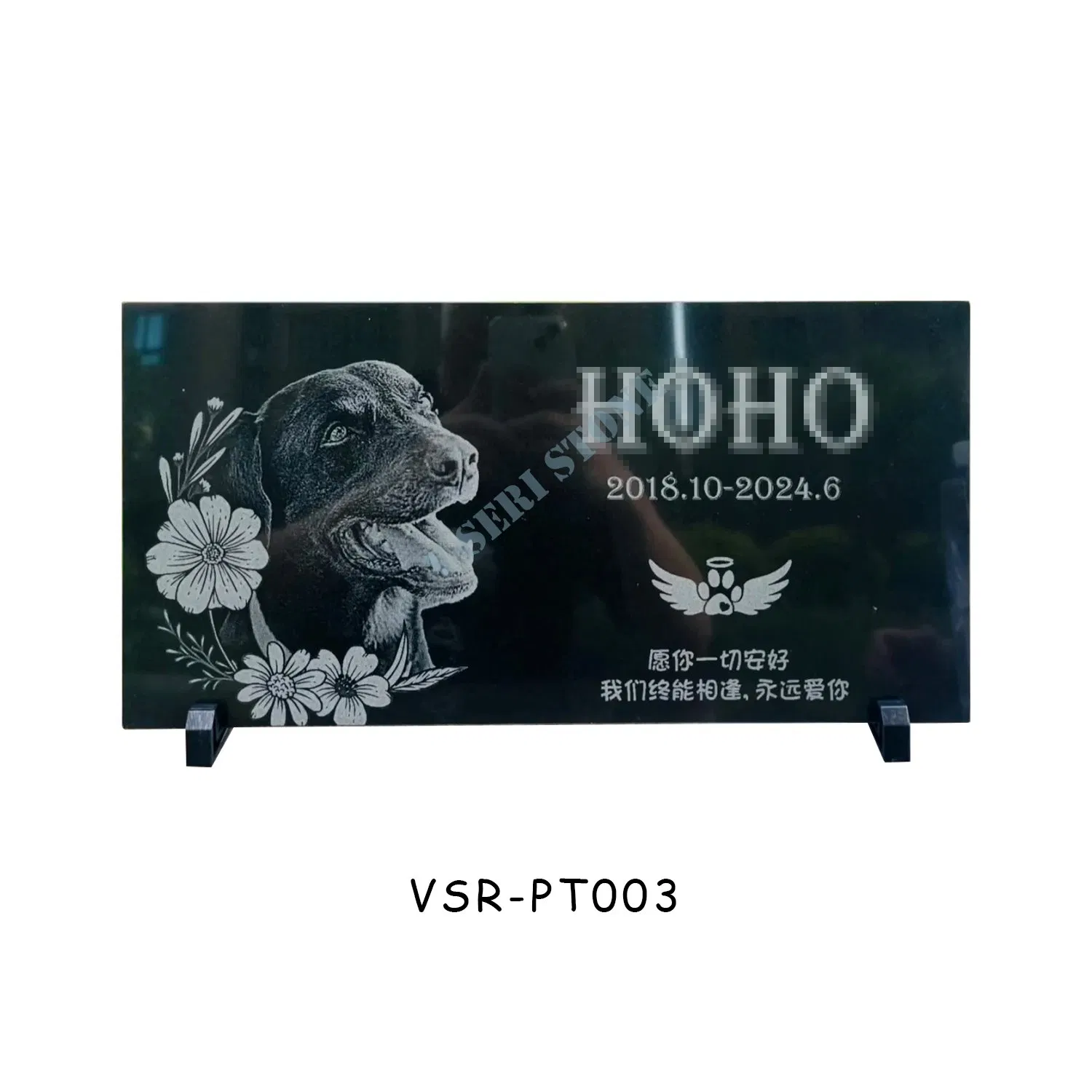 Custom Pet Headstone India Black Granite Engraved Pet Memorial for Grave