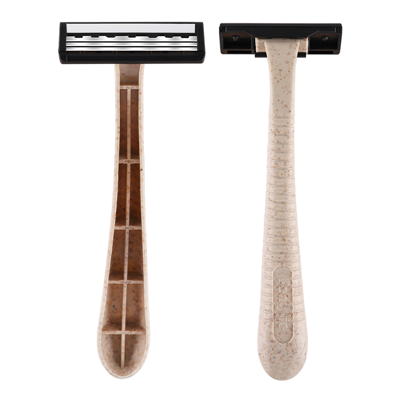 Eco-Friendly Triple Blade Disposable Razors with Wheat Straw Handles