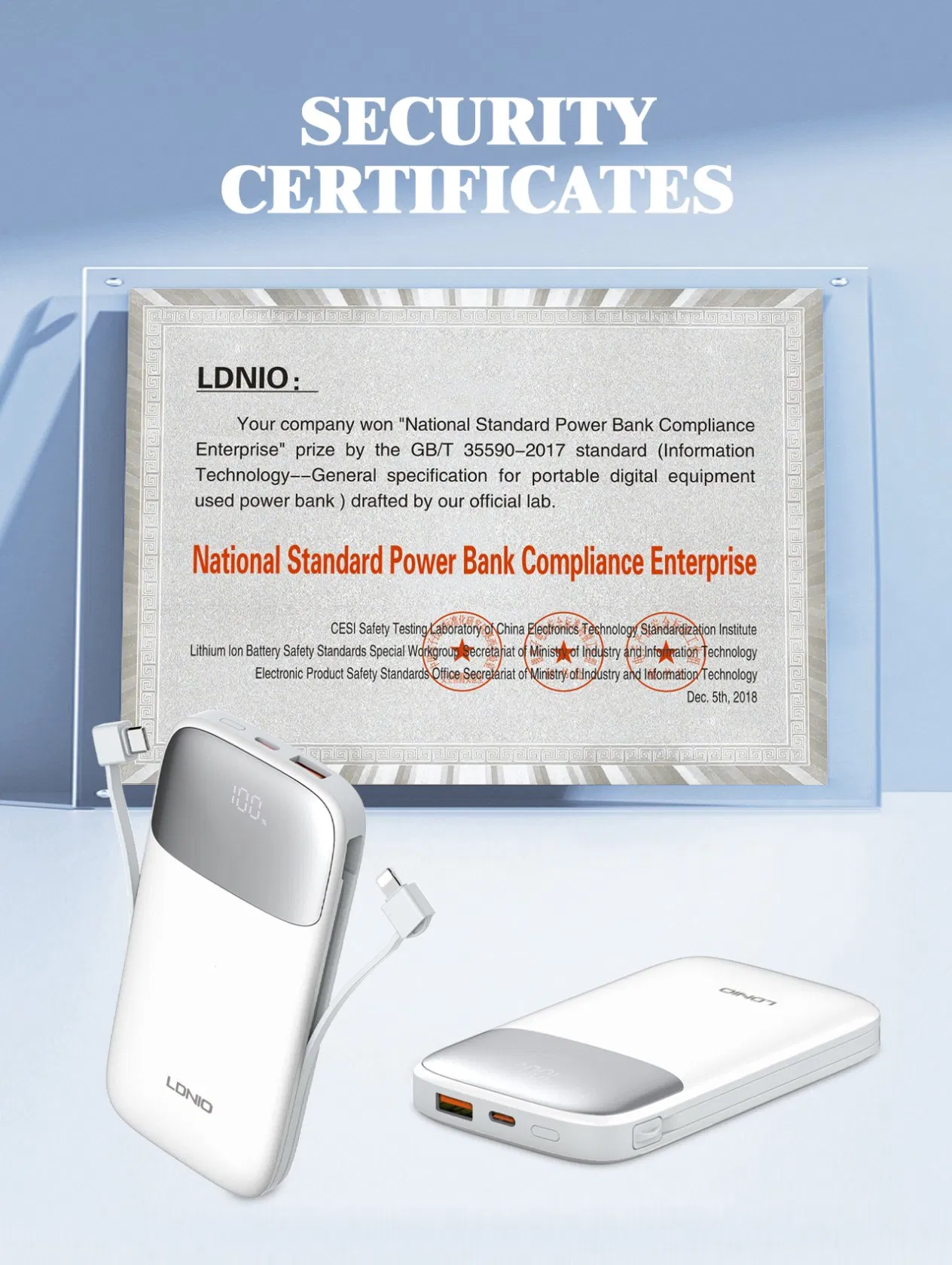 Портативный аккумулятор Ldnio PQ19 10000 мАч с быстрой зарядкой