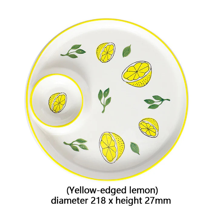 Fruit Pattern Divided Plate Kitchen Dinnerware Wholesale Ceramic Dinner Taco Plate