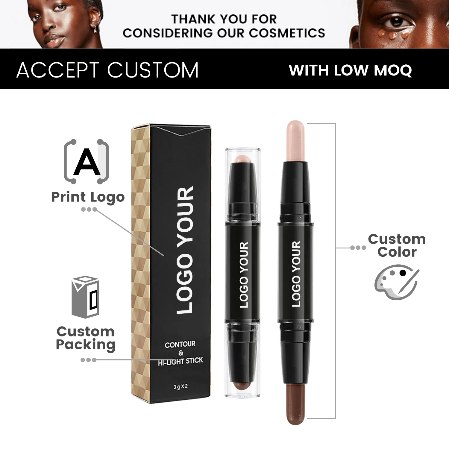 OEM Wholesale Double Head Contour Stick Container Organic Private Label Custom Logo