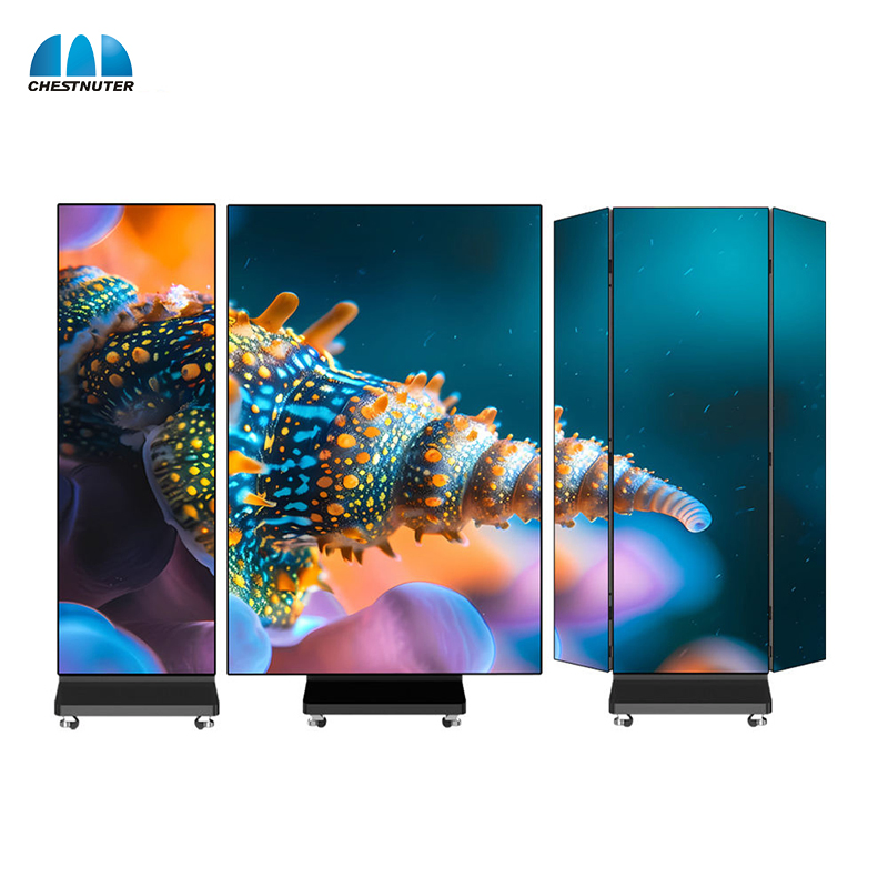 Full Color Movable Indoor HD Trifold LED Poster Screen Foldable LED Poster Display for Portable Advertising