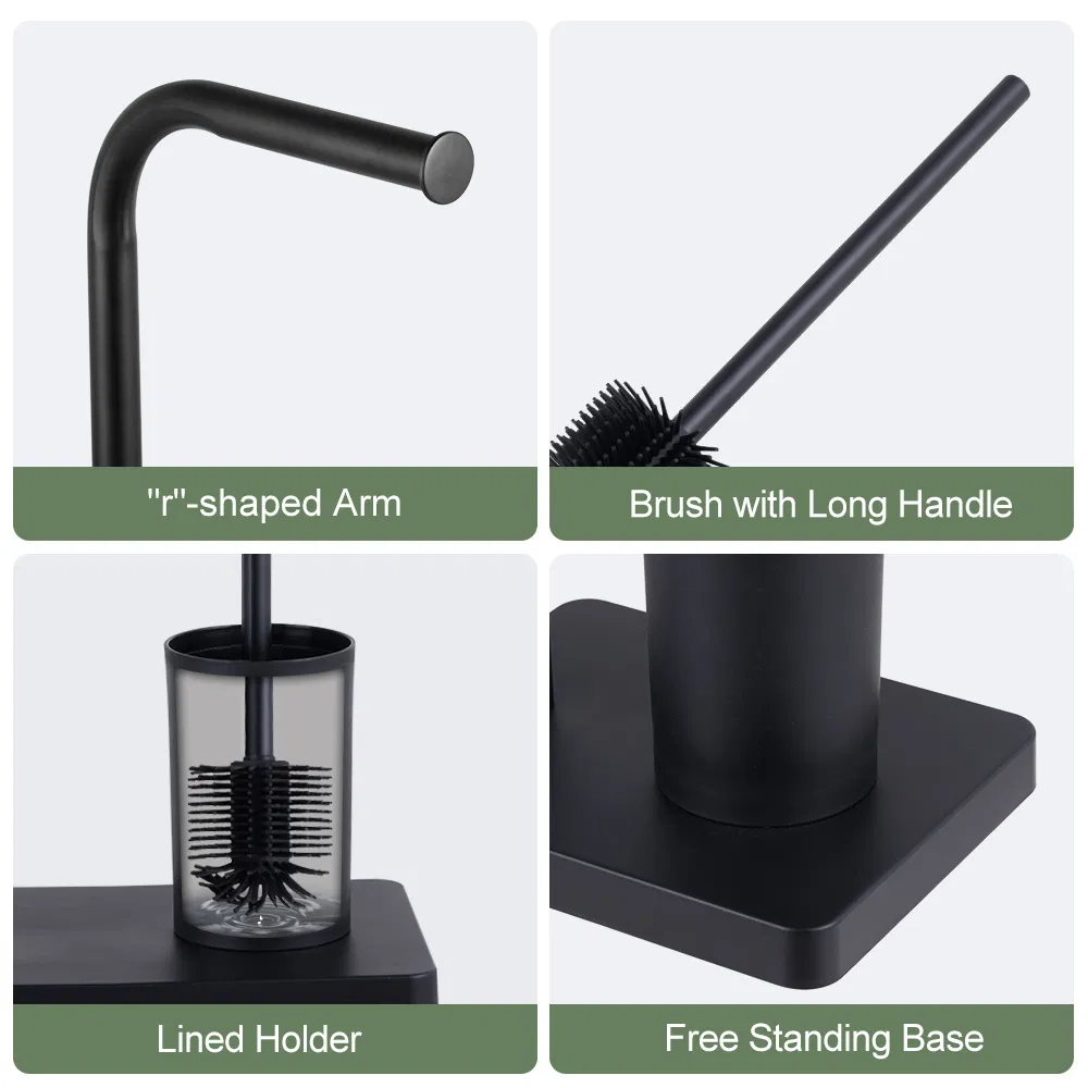 Simple Design Stainless Steel Toilet Brush with Paper Holder