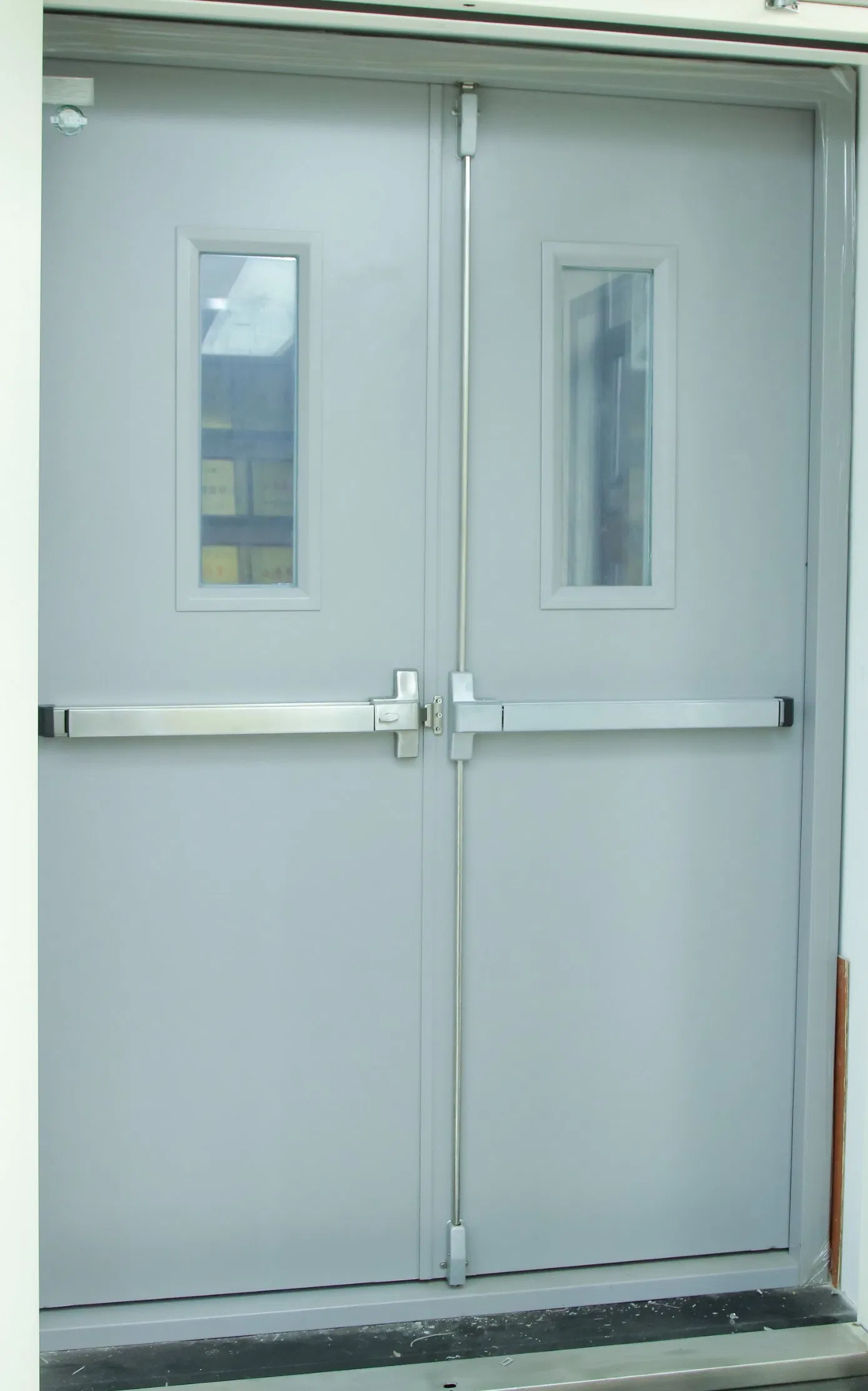 Finished Grey Steel Fire Door with Escape Lock. Factory Direct Sale