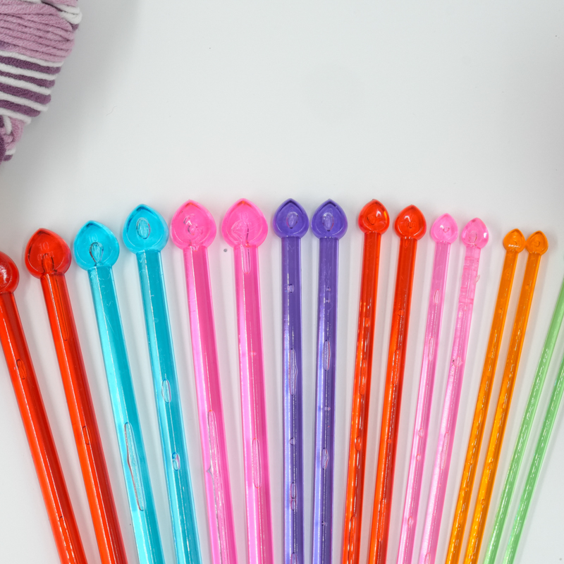 26.5cm 1-Pointed Color Plastic Knitting Needle Set (8PCS)