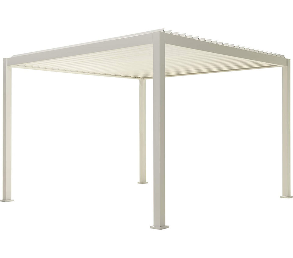 Sturdy Aluminum Pergola with UV-Resistant Fabric Canopy for Sun-Safe Outdoor Gatherings