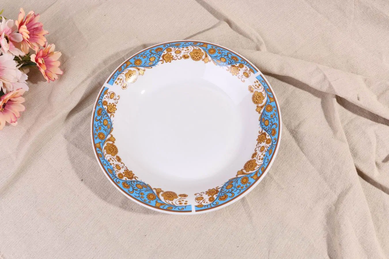 9.25 Inch Omage Soup Plate with Decals Porcelain Ceramics Tableware