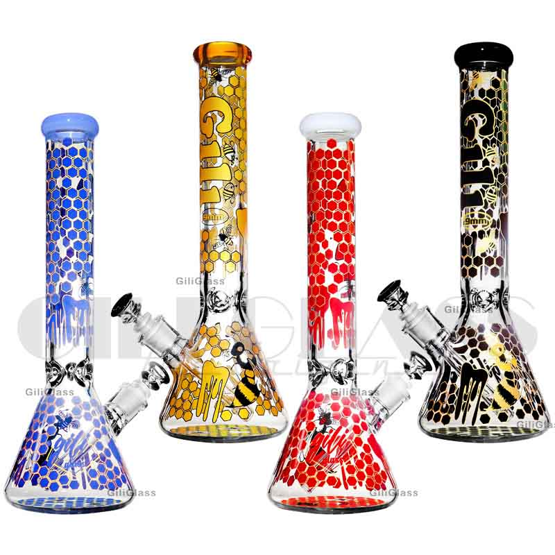 Gili-568+ Giliglass 15 Inches New Hookah Octopus Decals Design Smoking Glass Water Beaker Pipe