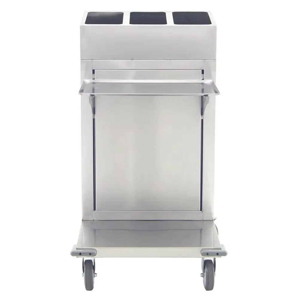 Heavy-Duty Stainless Steel Plate & Gn Pan Cart Commercial Polished Finish Plate Cart Stacking Delivery Cart for Hotel Restaurant Kitchen