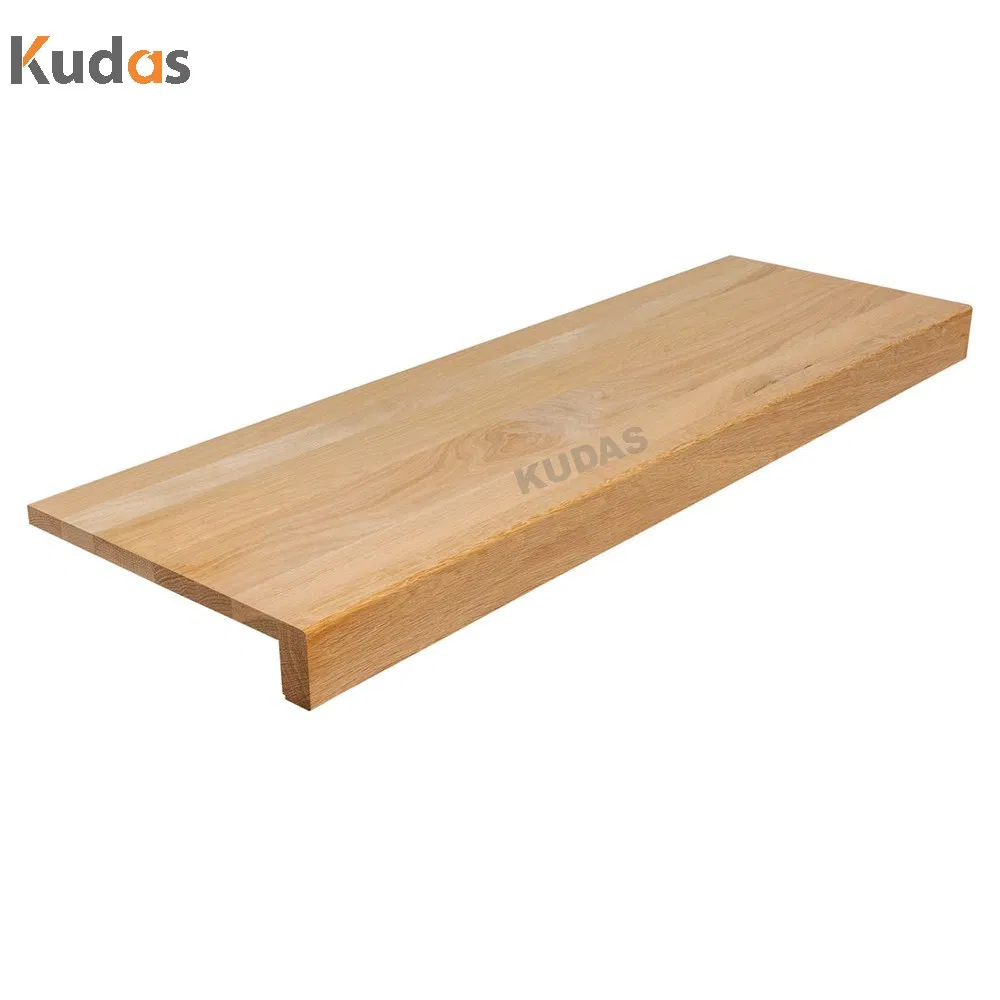 Invisible Stringer Straight Stairs Red Oak Solid Wood Tread for Staircase