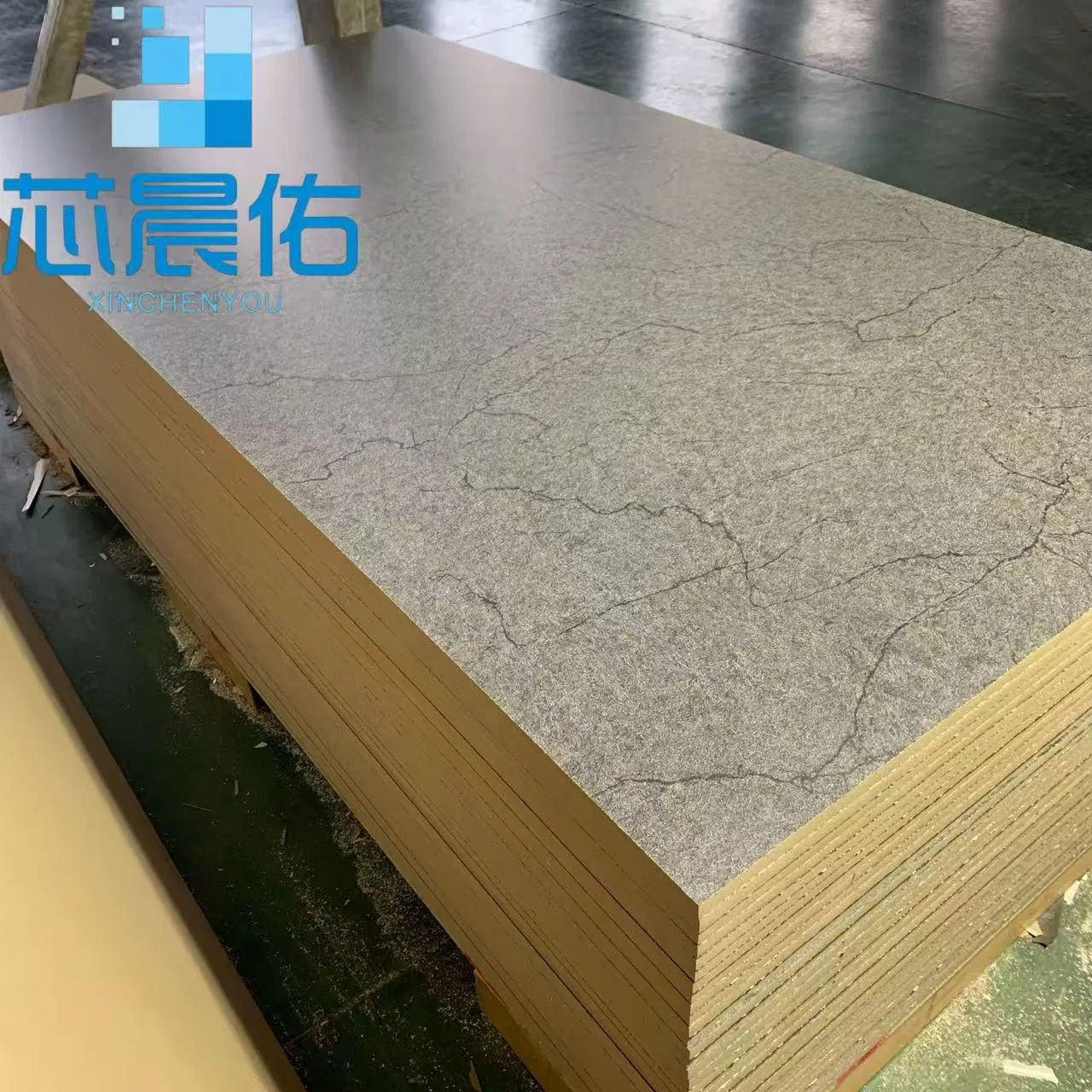 1220*2440*18mm Dark Gray Melamine MDF Board with Sensory Surface for Furniture