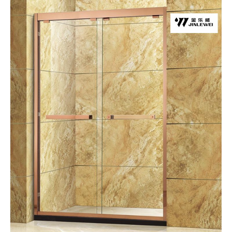 Shower Glass Door Enclosure Safety Stainless Steel Frame Rectangle Sliding Shower Door
