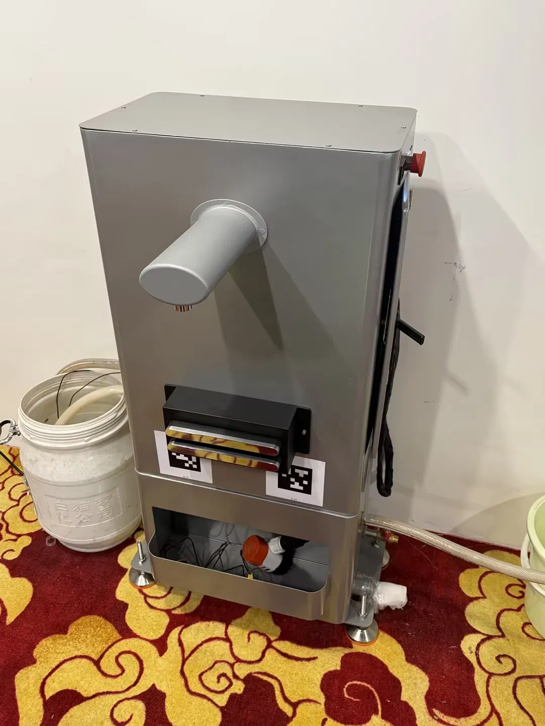 Steam-Powered Robotic Carpet Cleaner with Smart Navigation and Fast-Drying Suction.