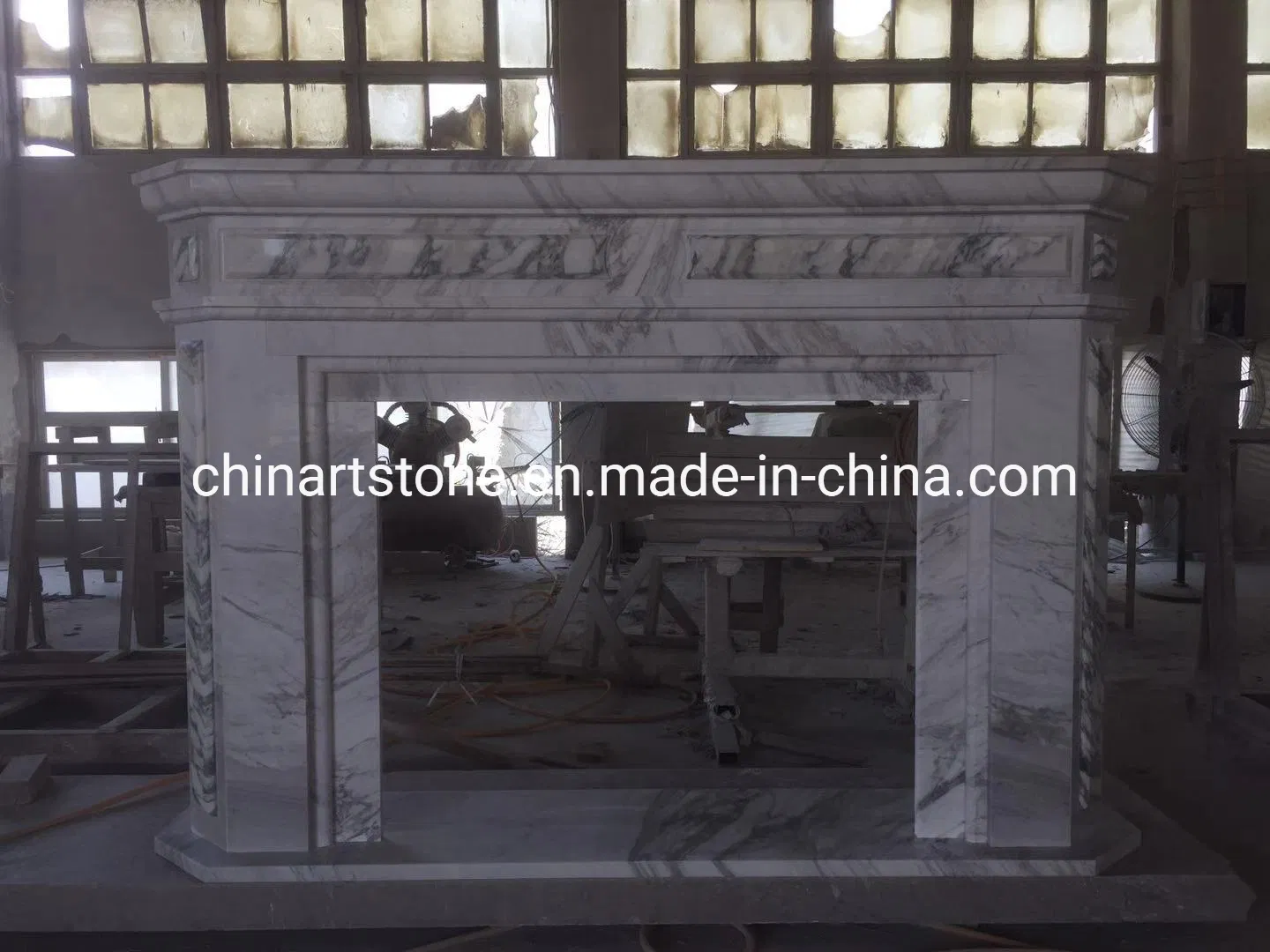 White Nature Marble Fireplace for Guestroom Decoration
