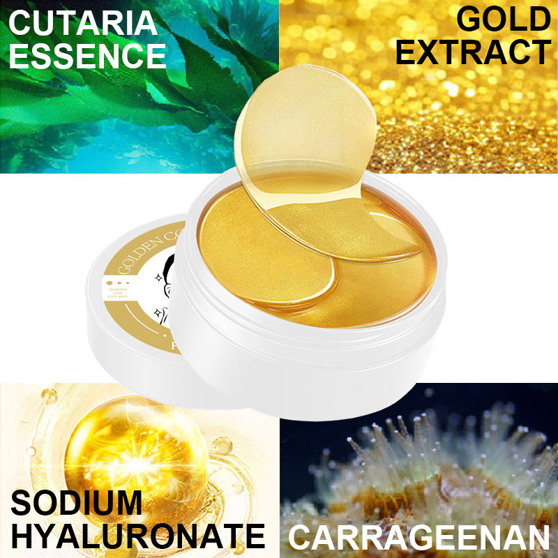 Hot Selling Remove Dark Circle Golden Gel Pads Private Label 24K Gold Organic Moisturizing Collagen Hydrogel Eye Mask Eye Patch