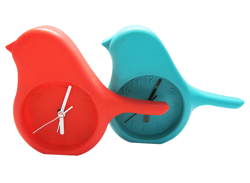 Promotional Cartoon Elephant Shape Fluorescent Color Silicone Desk Alarm Clocks