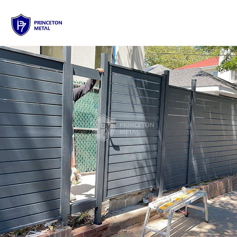 Modern Style Black Front Door Aluminum Slat Walkway Gate for Garden Yard Home