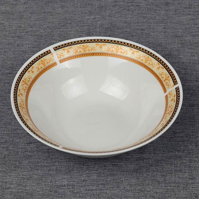 7" 5-10 Inch Salad Bowl Cut Roud Edge with Round Decals Golden Line Food Porcelainware Ceramics Stoneware Tableware