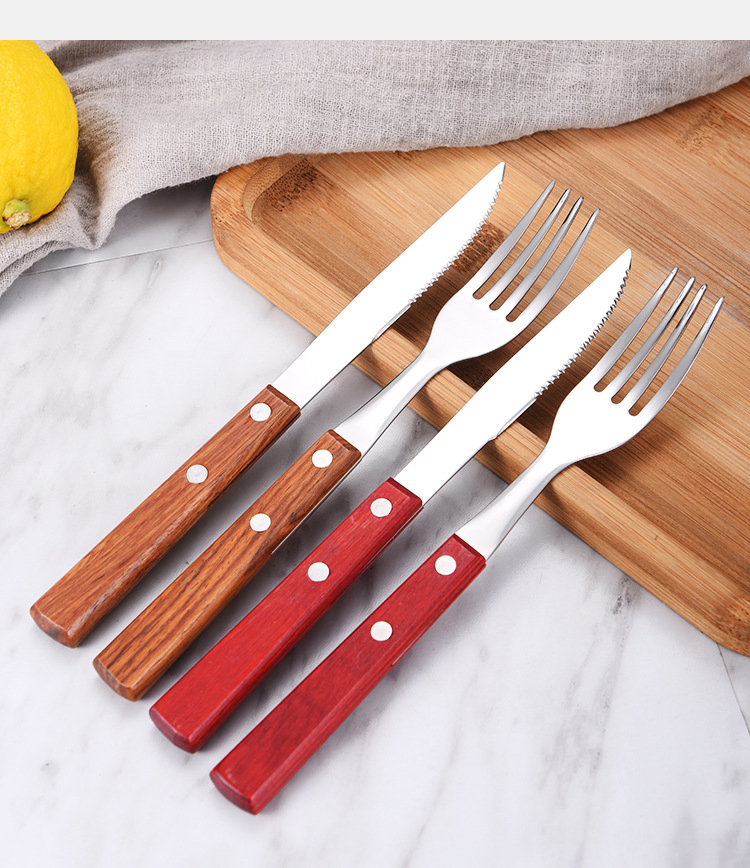 Stainless Steel Cutlery with Wooden Handle Tableware Set