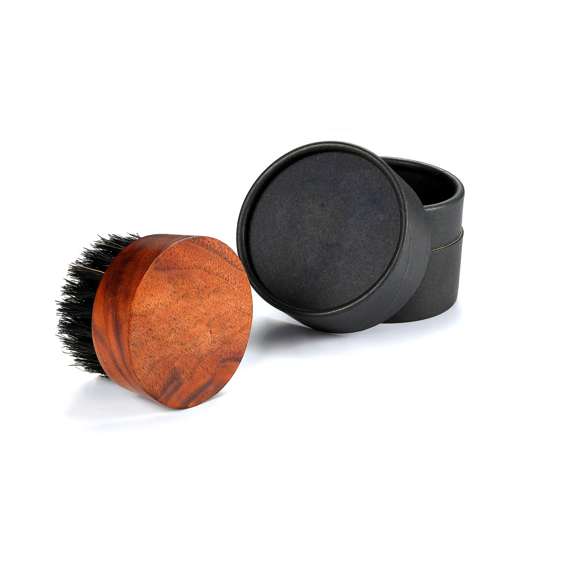Beard Brush Boar Bristle Round Black Wood Men's Grooming Brush