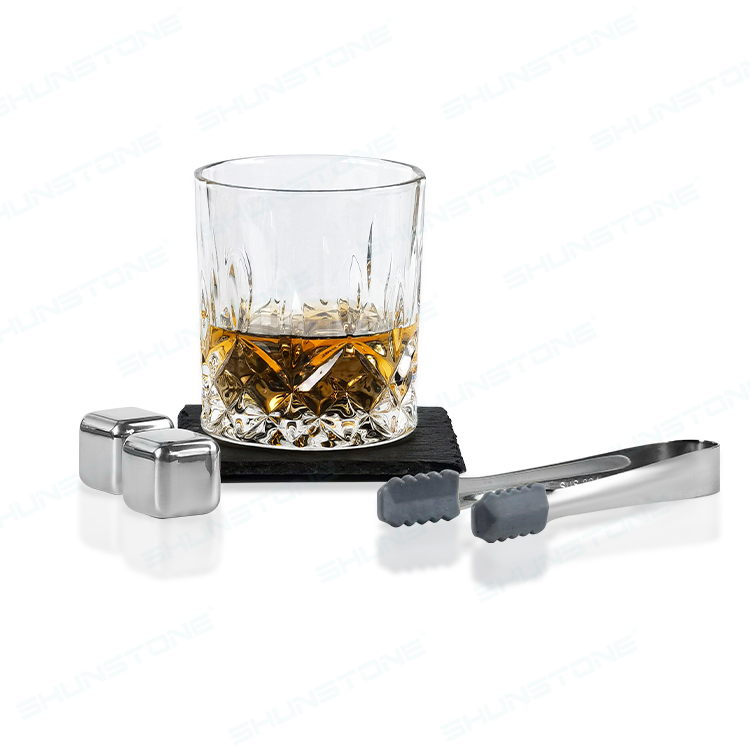 Old Fashioned Crystal Whiskey Glasses Gift Set with Stainless Steel Whiskey Stone Slate Coasters Bamboo Tray
