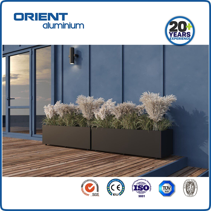 Easy DIY Powder Coated Grey Color Outdoor Aluminium Planters Design