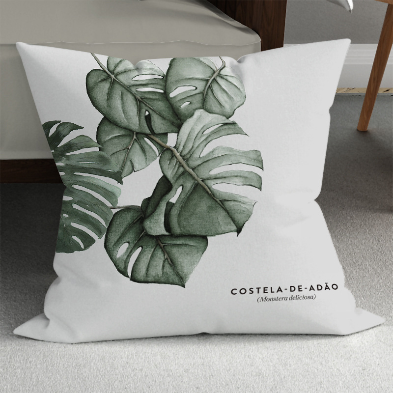 Hand-Painted Modern Flower Leaves Sofa Decoration Watercolor Plant Pillow Minimalist Room Cushion Cover Pillowcase