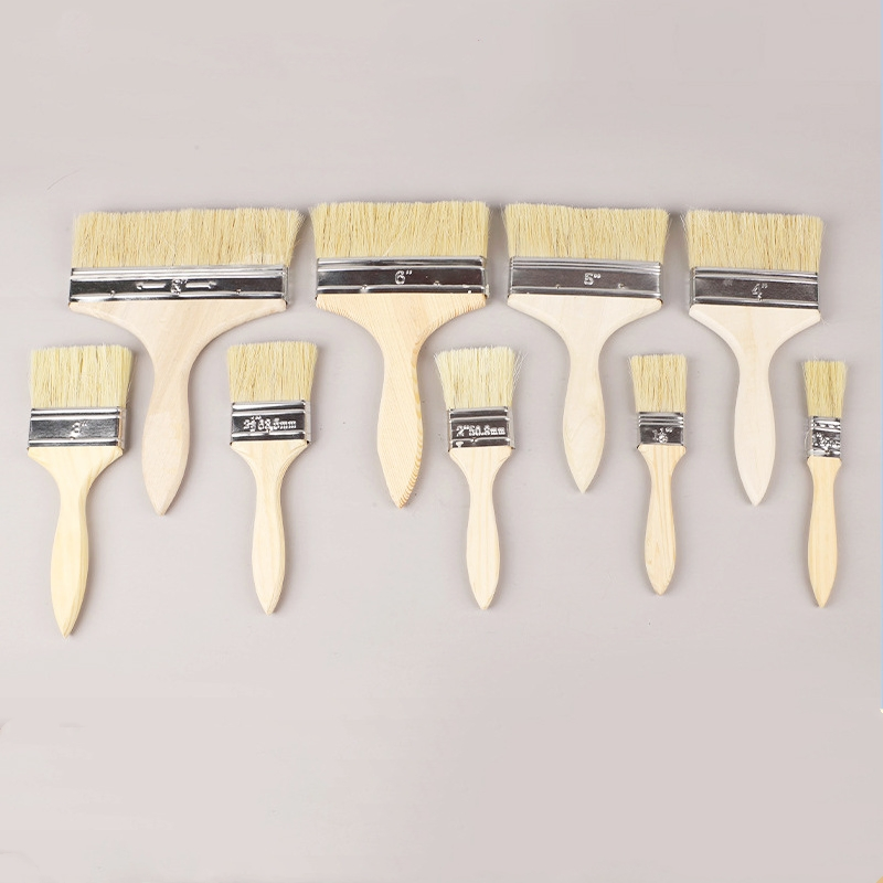 Flat Edge Paint Brush Wooden Handle Paintbrush for Wall Painting