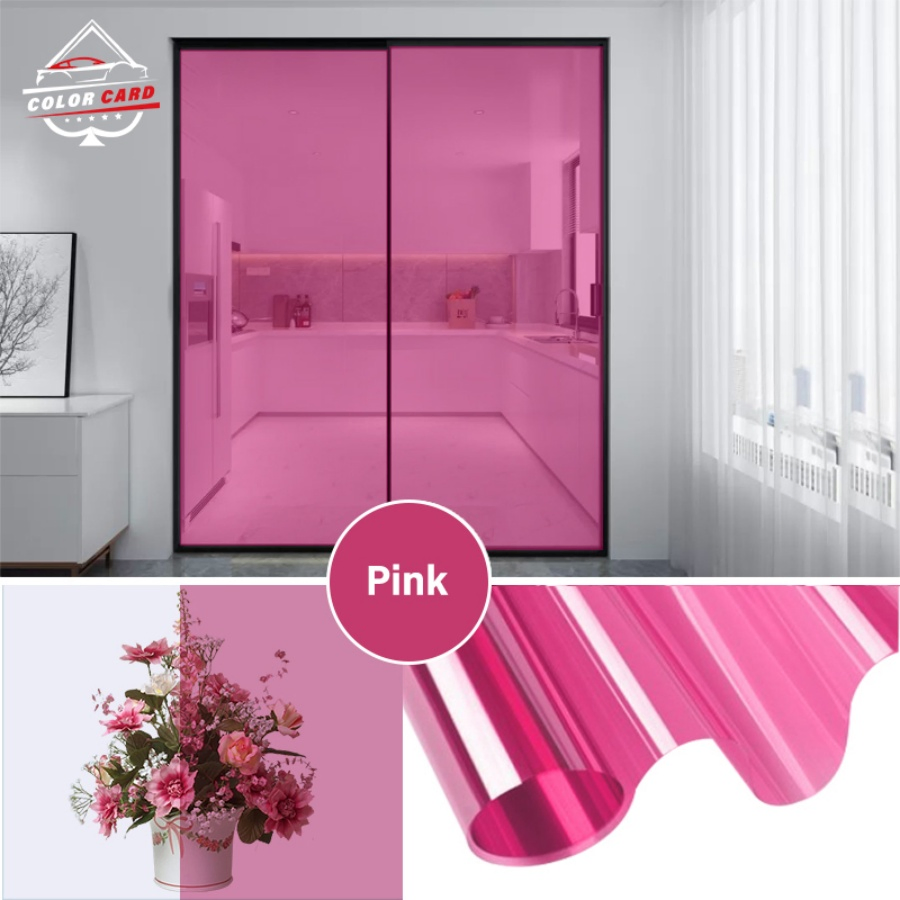 Pink Colored Two-Way Commercial Window Perspective Architectural Film
