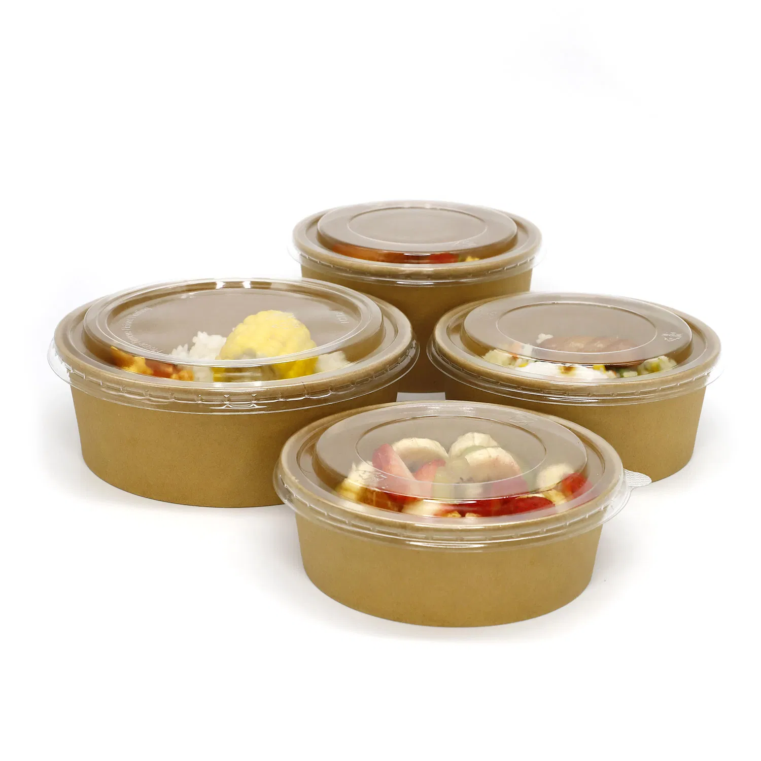 Disposable Food Container Brown Kraft Paper Soup Bowl with Lid