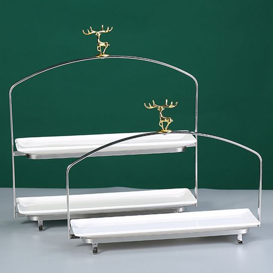 Two-Layer Afternoon Tea Dessert Display Rack Buffet Fruit Plate for Buffet Hotel Party Wedding