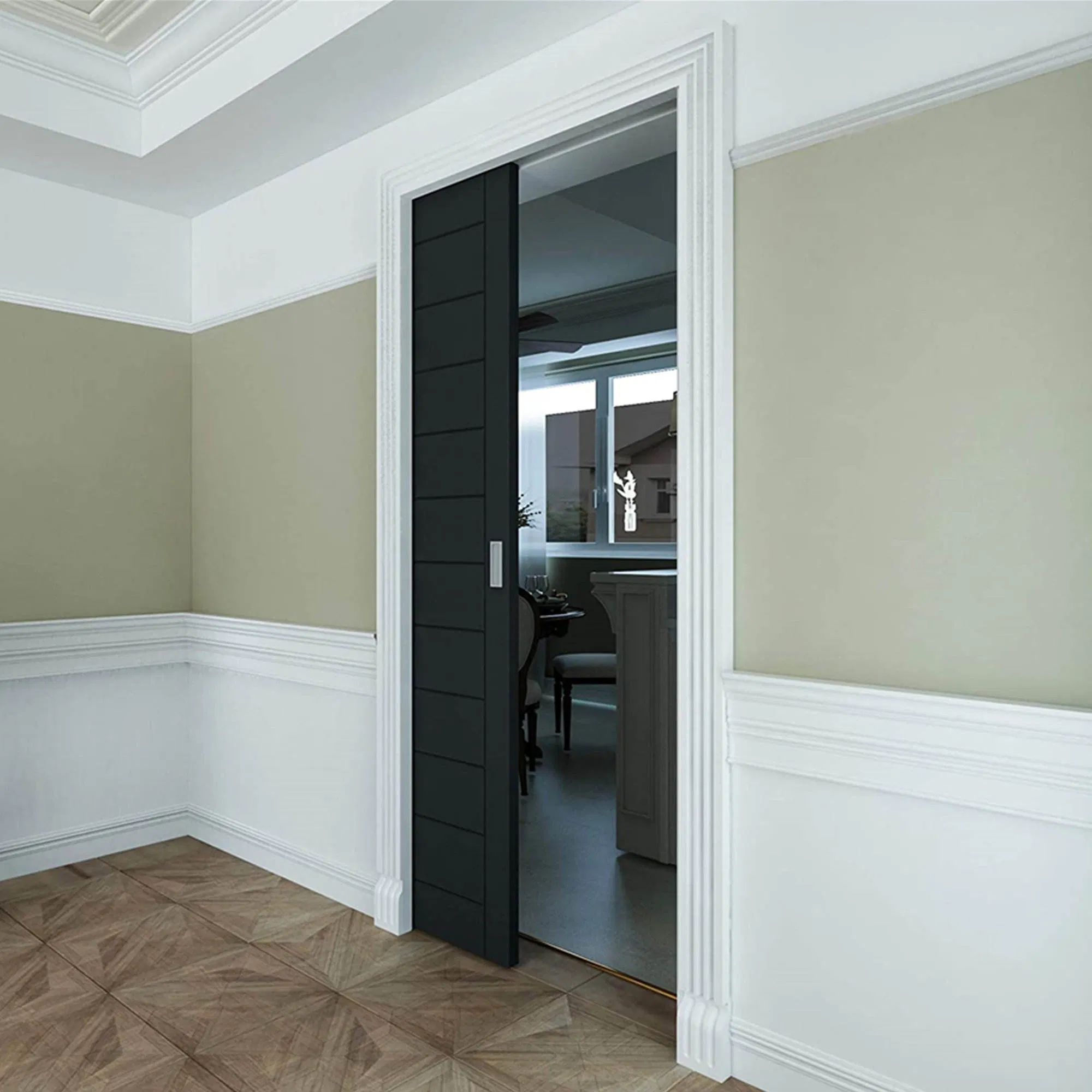 Pocket Door Frame Kit 80" with 3W Ball Bearing Roller