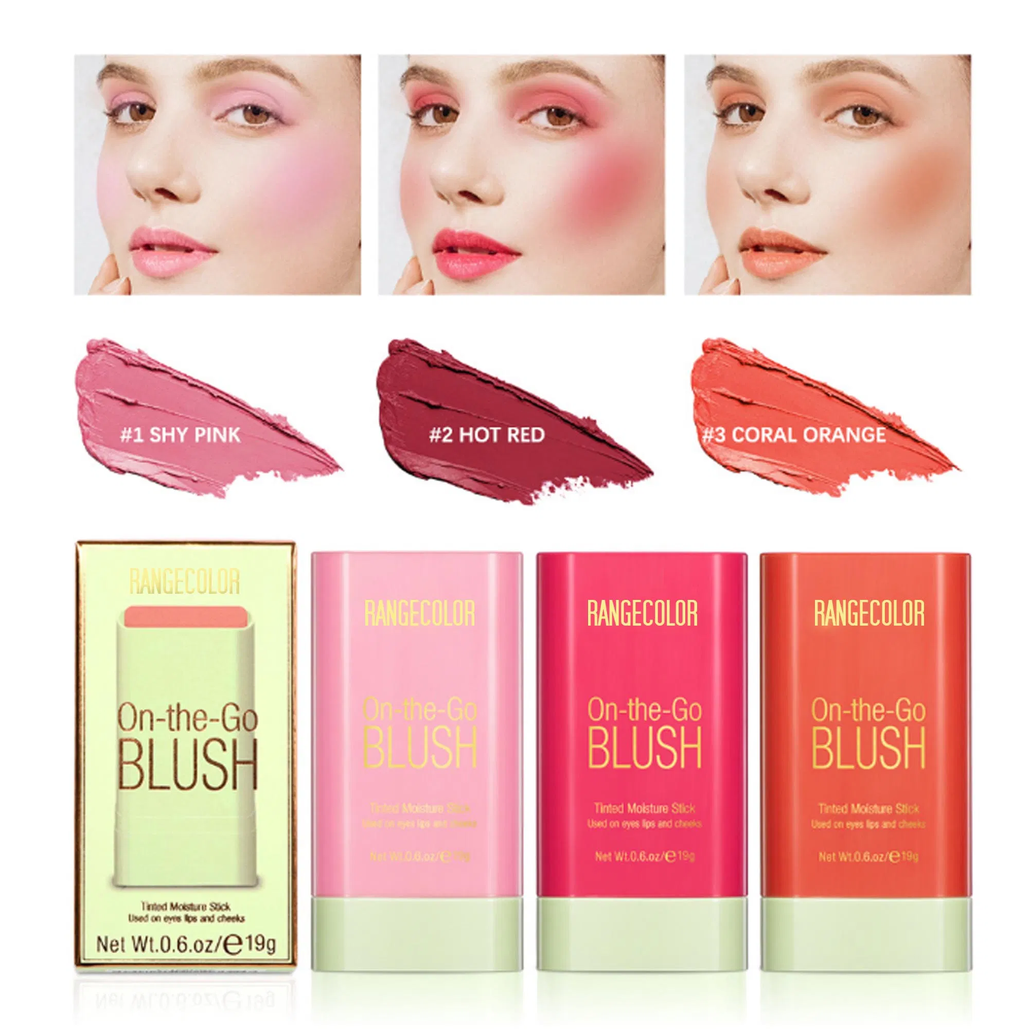 Three Dimensional Powder Blusher Lipstick, Natural Silk, Rouge, Powder Blusher
