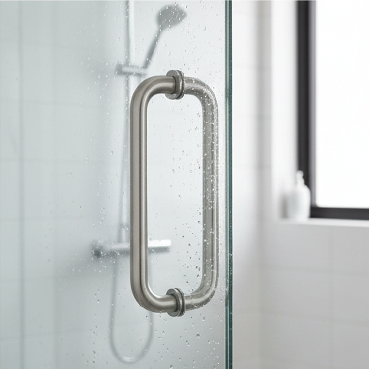 Wholesale Stainless Steel Toilet Glass Door Cubicle Hardware Round Tube Sanitary Ware Accessories Brass Pull Fittings Slidng Shower Enclosure Room Handle