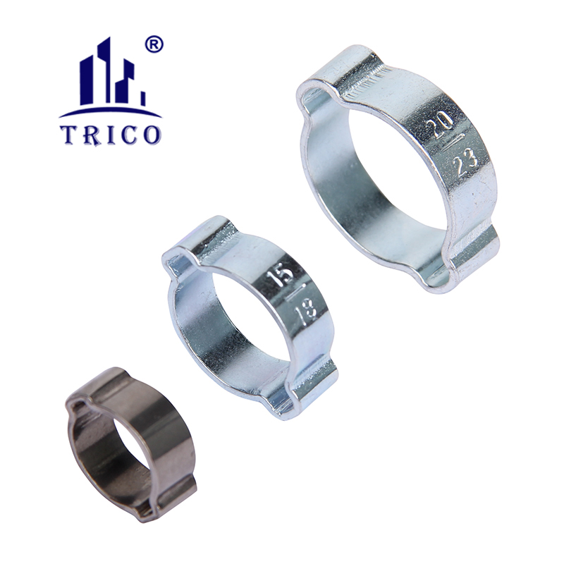 Zinc Plated Metal Ear Pipe Clamp Steel Hose Clip Double Ear Pipe Clamp